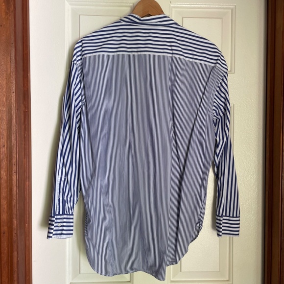 LAUREN RALPH LAUREN Women's Striped Cotton Broadcloth Shirt Large - Picture 3 of 3